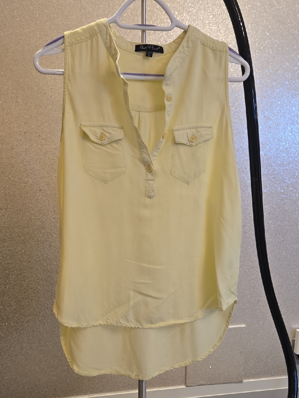 Pale Yellow Sleeveless Button-Front Camisole